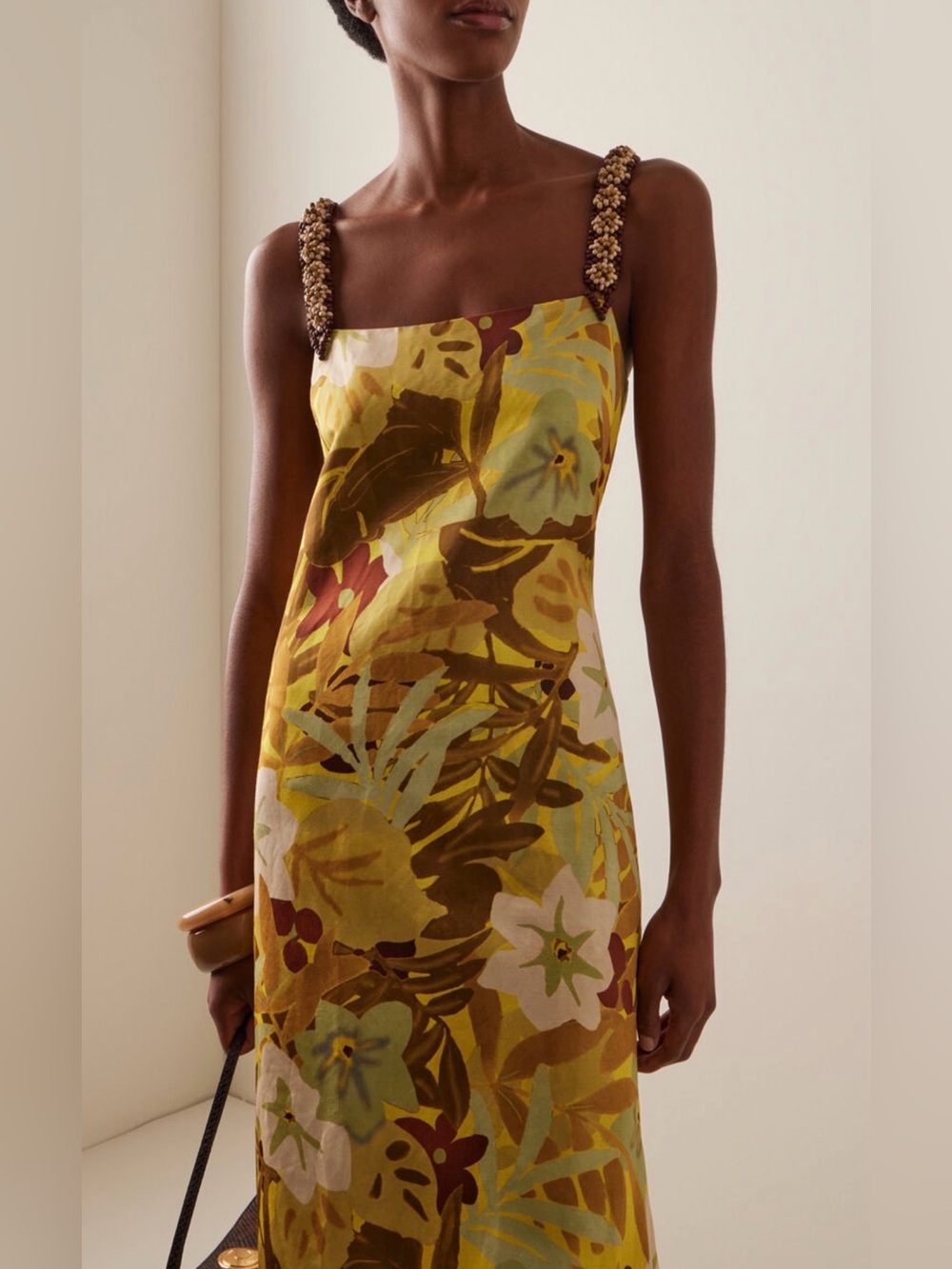Alemais Maxi Beaded Linen Blend Dress